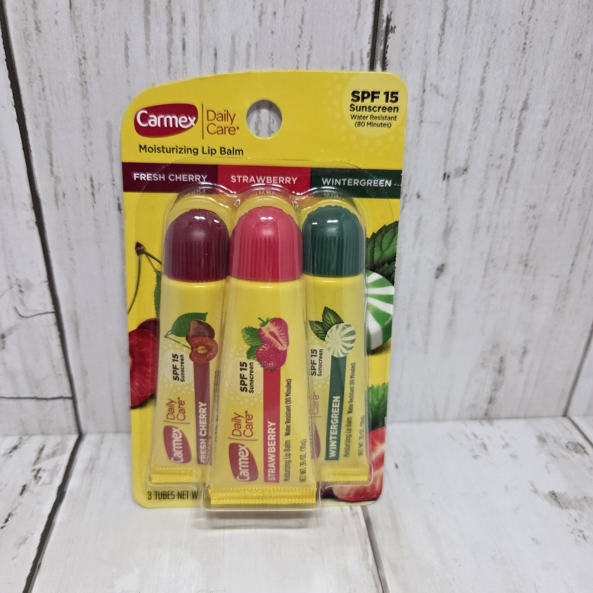 Carmex 3 Pack SPF 15 Lip Balm Set - Cherry Strawberry Wintergreen