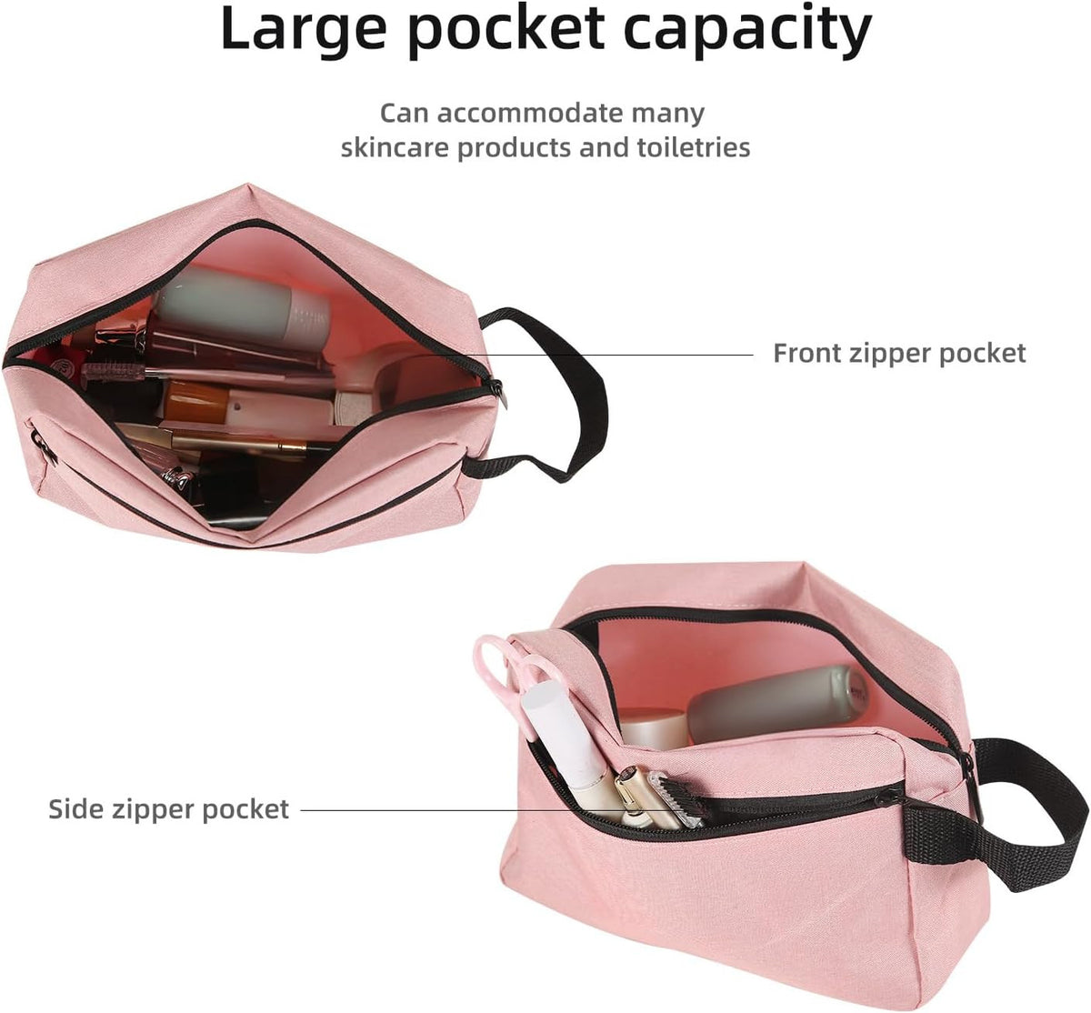Travel Toiletry Bag for Women & Men Hanging Cosmetic Organizer Pink