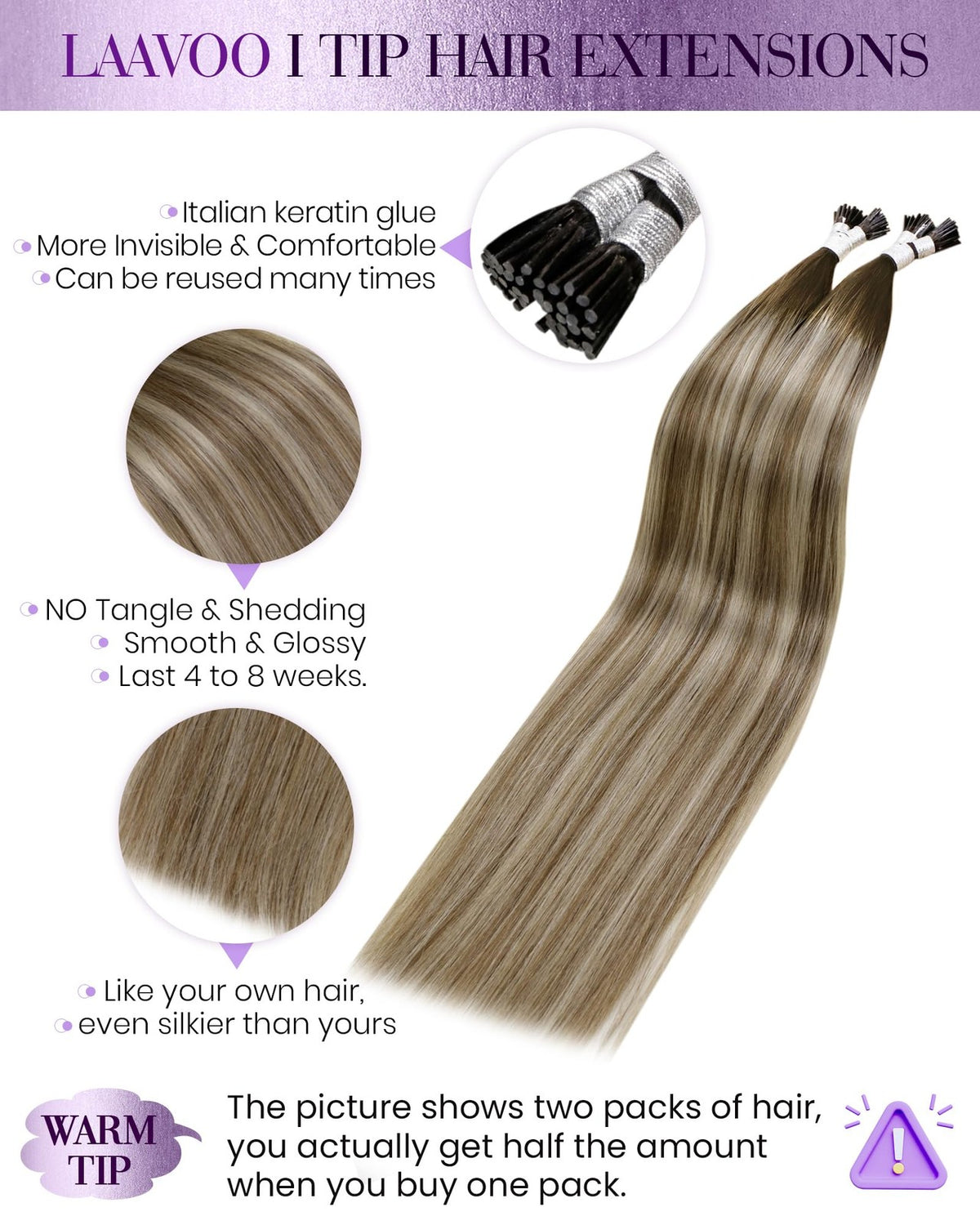 Human Hair Extensions Cool Brown Balayage 14 Inch 40g - Natural Look