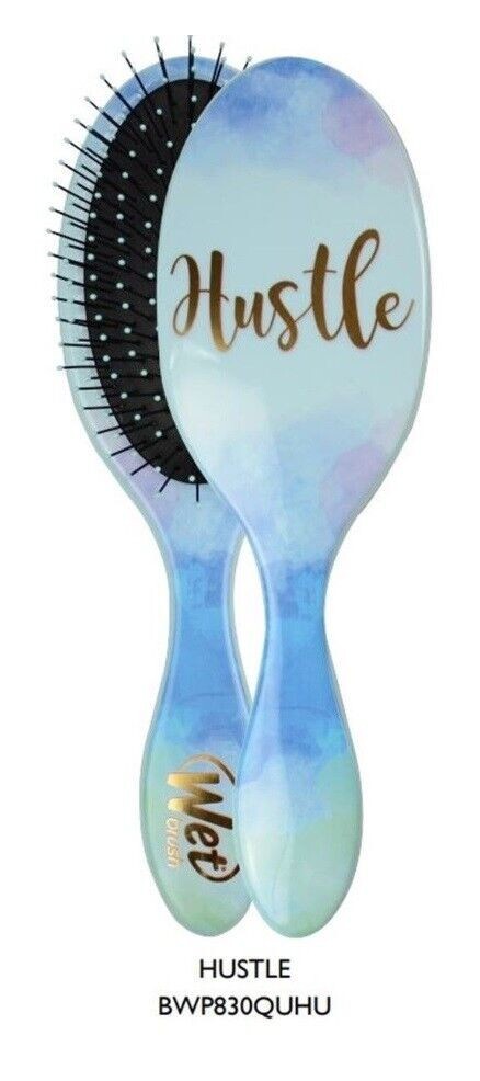 Wet Brush Detangler Water Color Quotes - Hustle Hairbrush for Wet Hair, Tangle-Free Styling