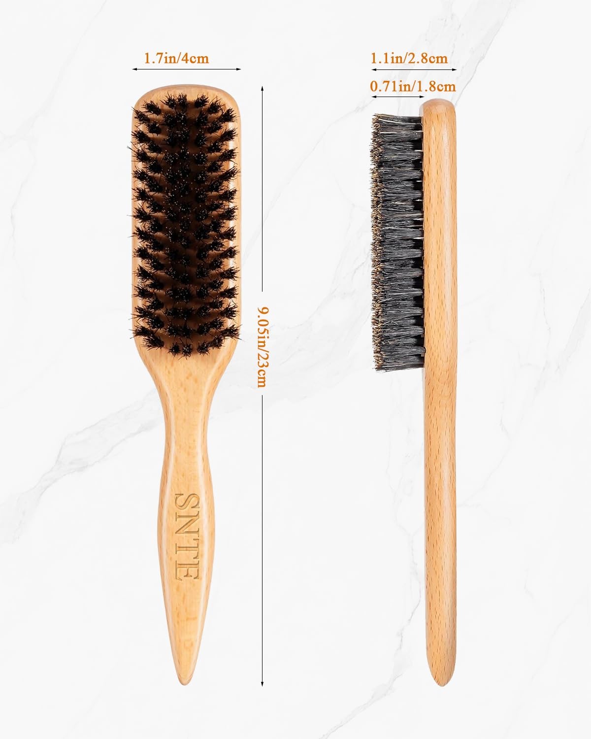 Boar Bristle Hair Brush for Slick Back Styling - Natural Shine & Flyaway Control