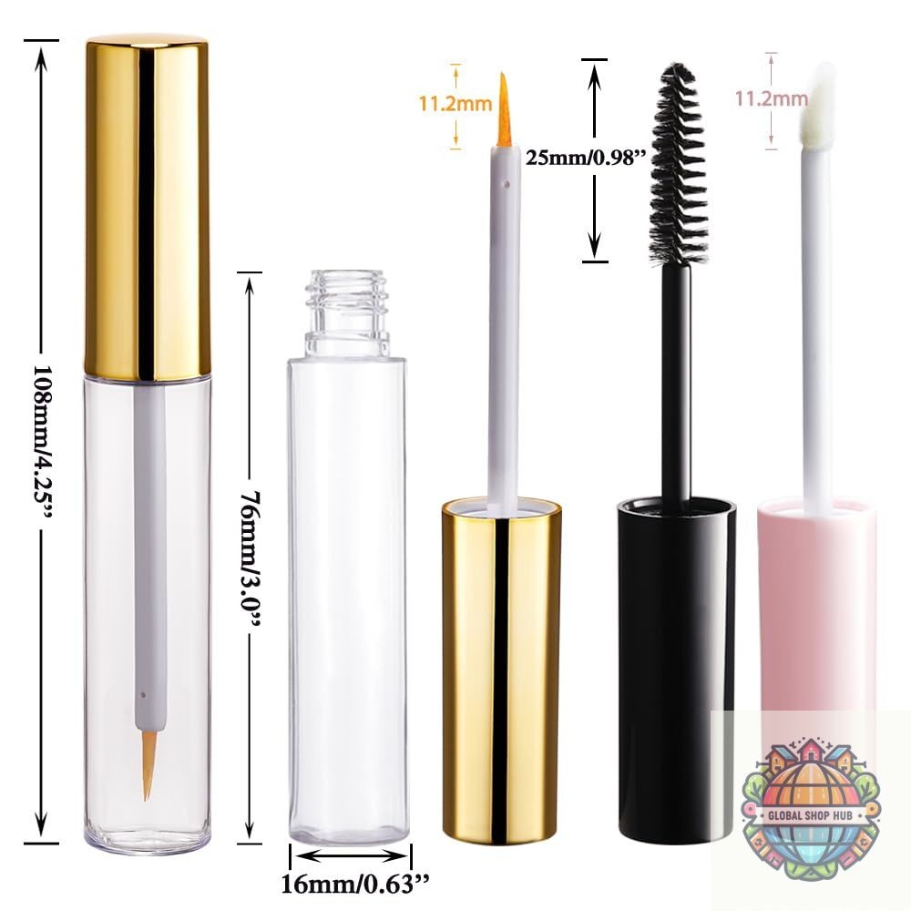 Refillable Lip Gloss & Mascara Tube Set with Wand - Travel Size Cosmetic Containers