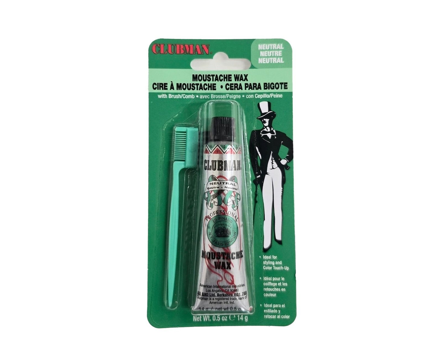 Moustache Wax Hang Pack Neutral with Applicator - 0.5 oz for Styling