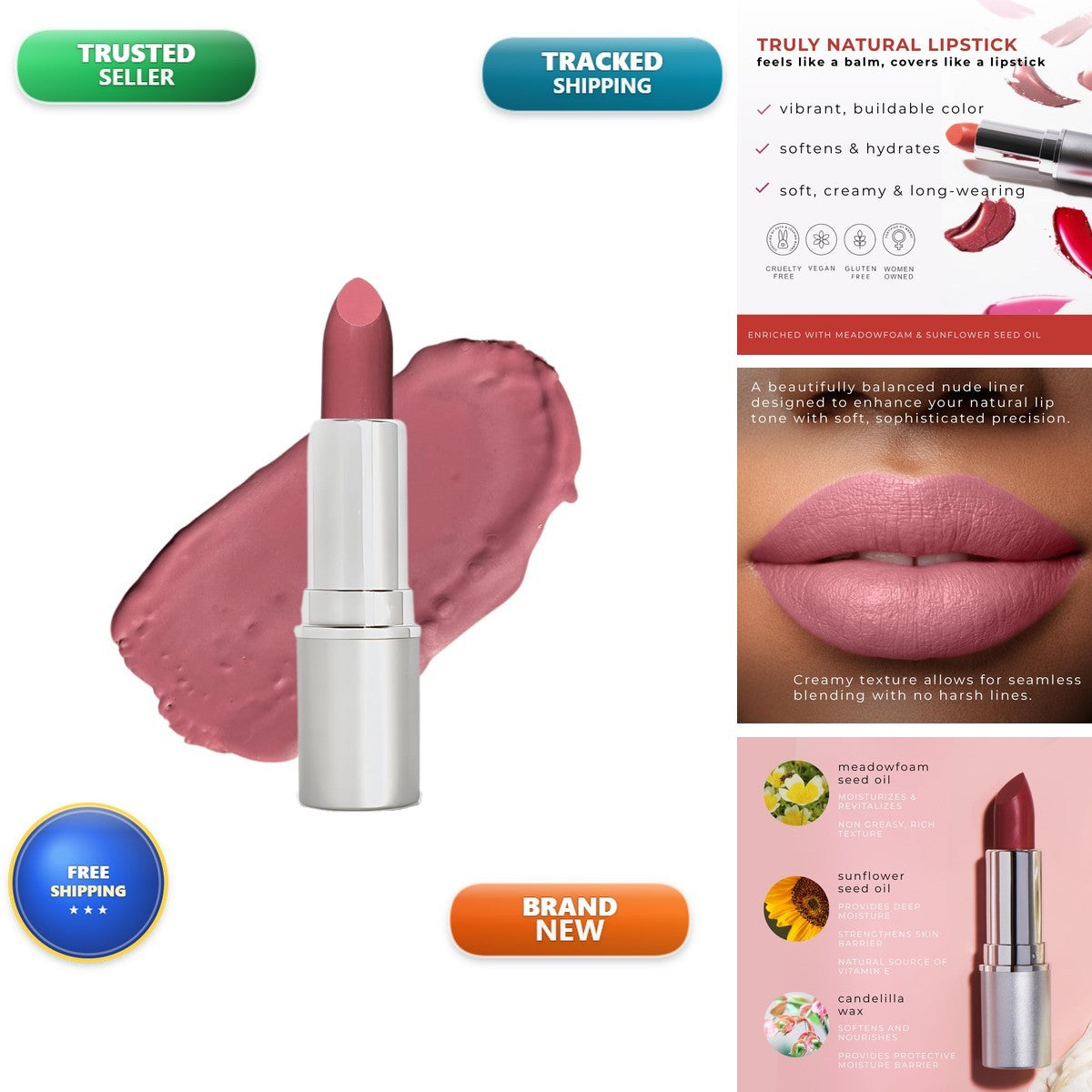 Lightweight Matte Lipstick in Heirloom Pink Mauve - Botanical Oils, 0.11 oz