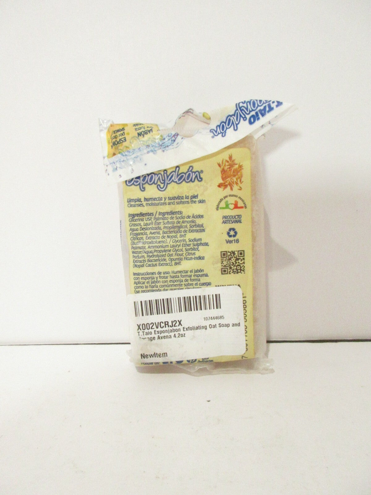 T.Taio Esponjabon Exfoliating Oat Soap and Sponge Avena 4.2oz (3 Pack)
