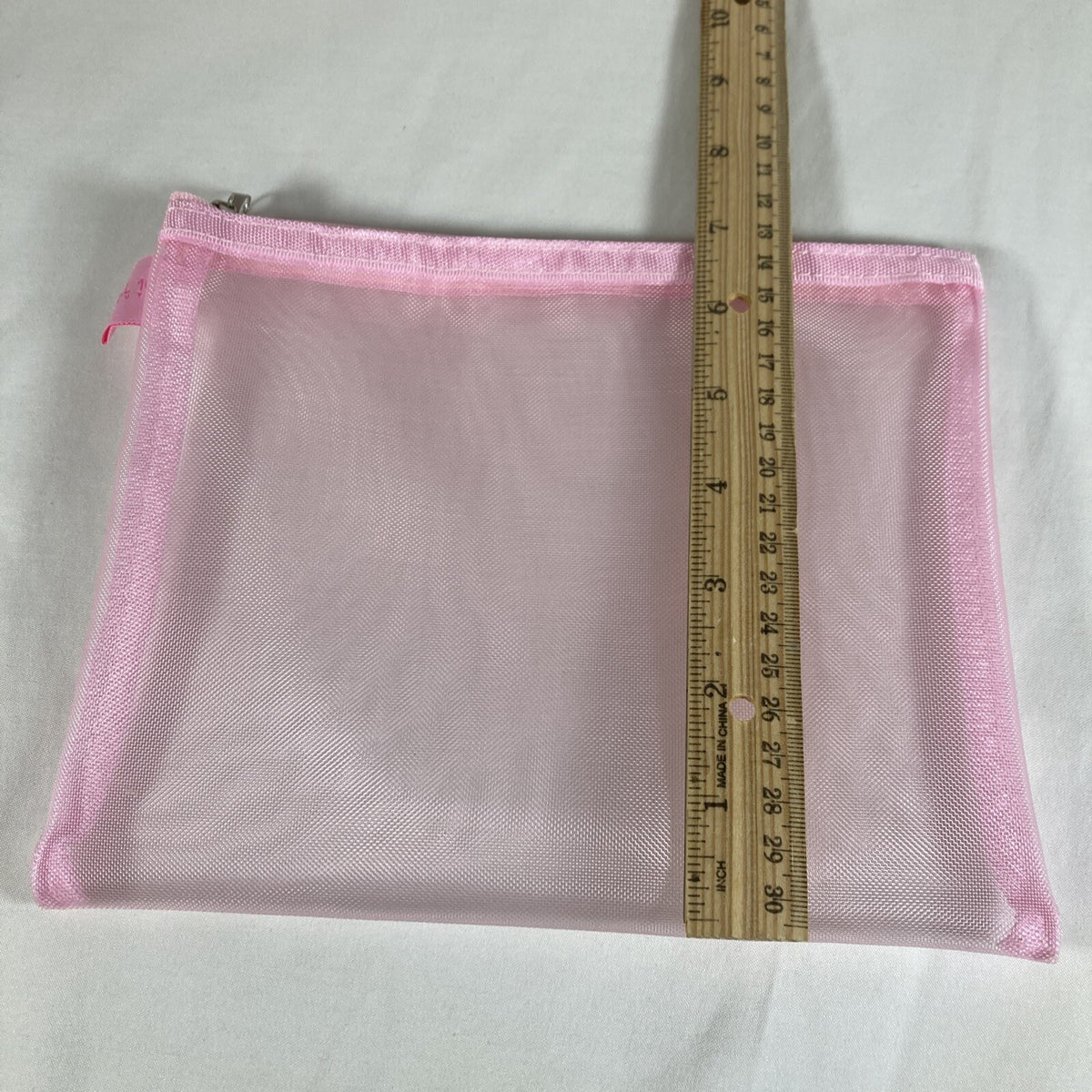 Pink Mesh Makeup Bag with Zipper 6.5 x 8.5 Inches