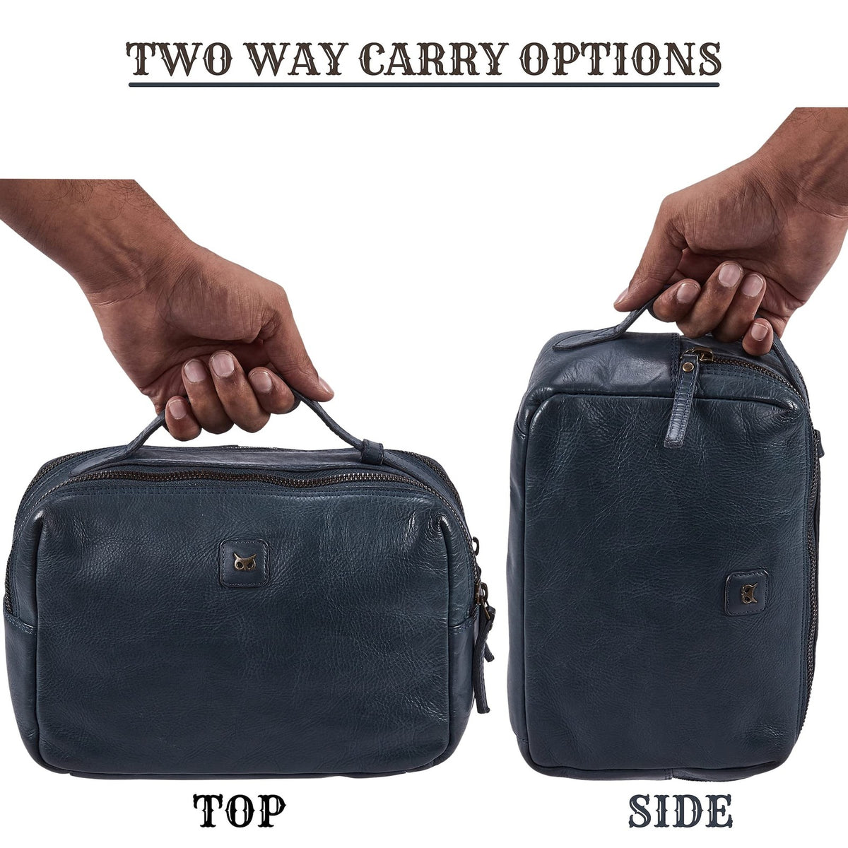 Leather Toiletry Bag Dopp Kit for Men Women Travel Organizer