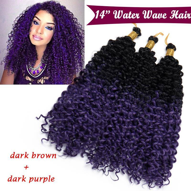 Hair Extensions Pre-Cilled Water Wave Crochet Braids Ombre 8-14 Inch