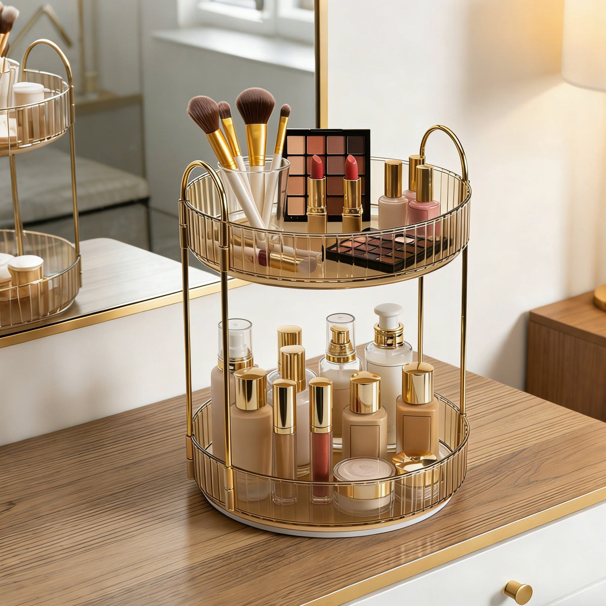 Rotating Makeup Organizer Stand for Perfumes and Cosmetics