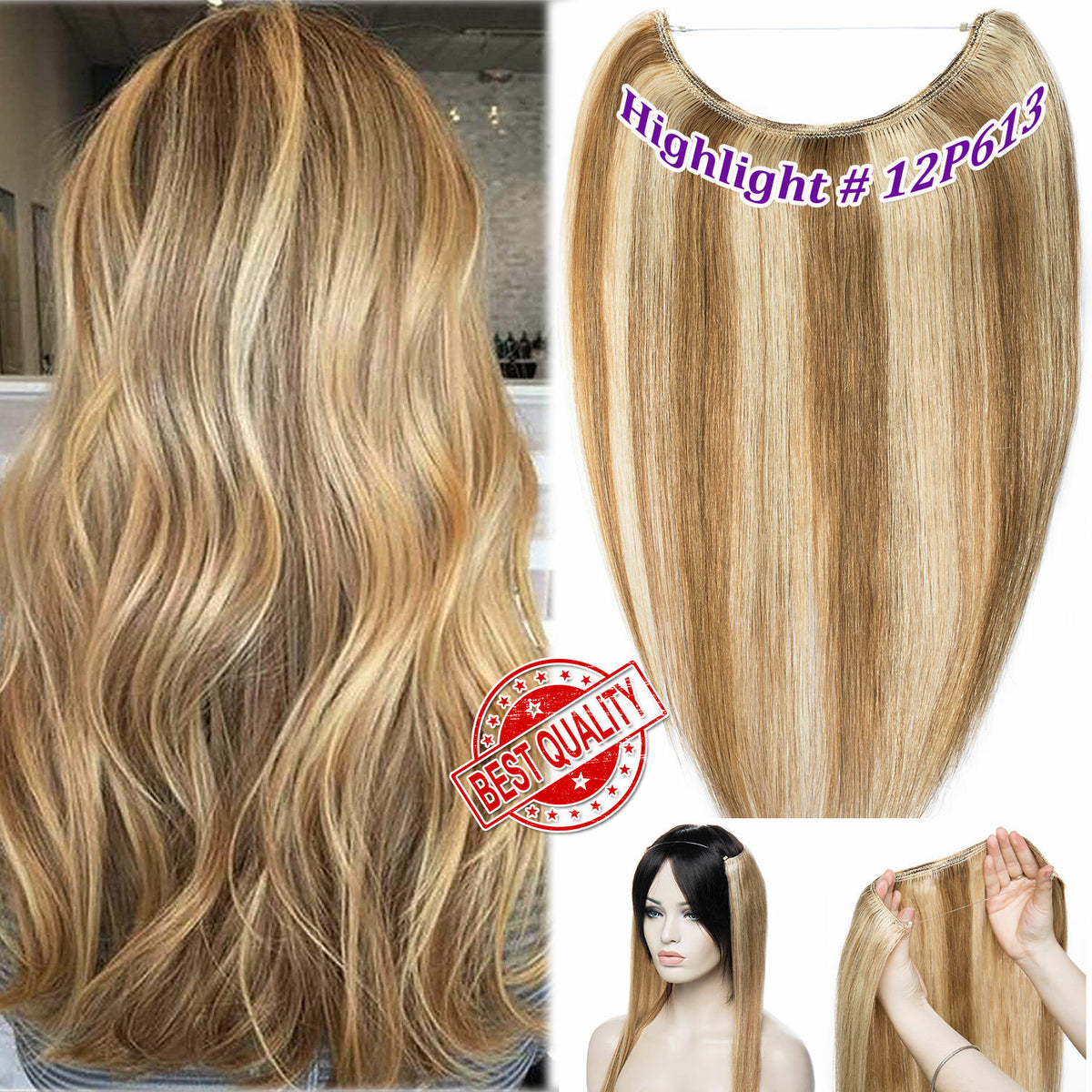 Invisible Wire Clip-In Human Hair Extensions - Thick & Natural Look
