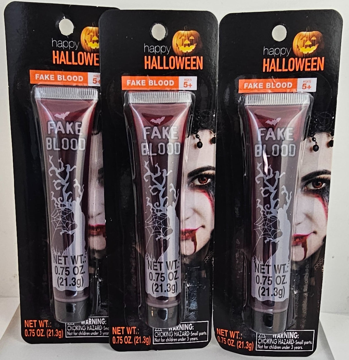 Fake Blood Pack for Halloween & Cosplay - 3 Tubes Factory Sealed