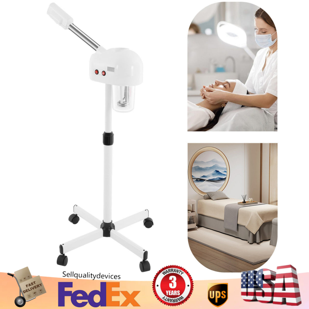 Professional Facial Steamer with Ozone & Steam - White