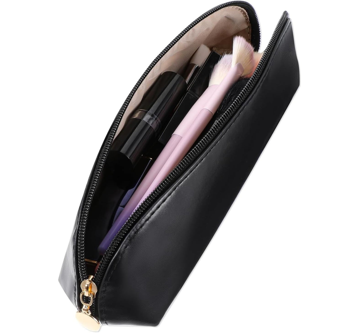 Travel Makeup Brush Organizer Bag - Zipper Cosmetic Case for Women