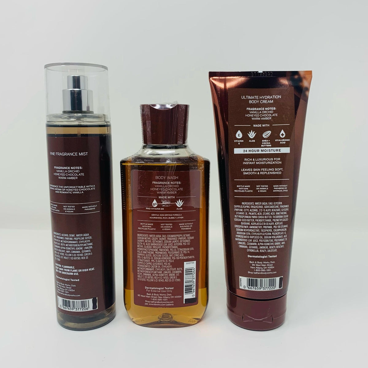 Bath and Body Works Chocolate Amber Mist, Wash & Cream Set_ NEW