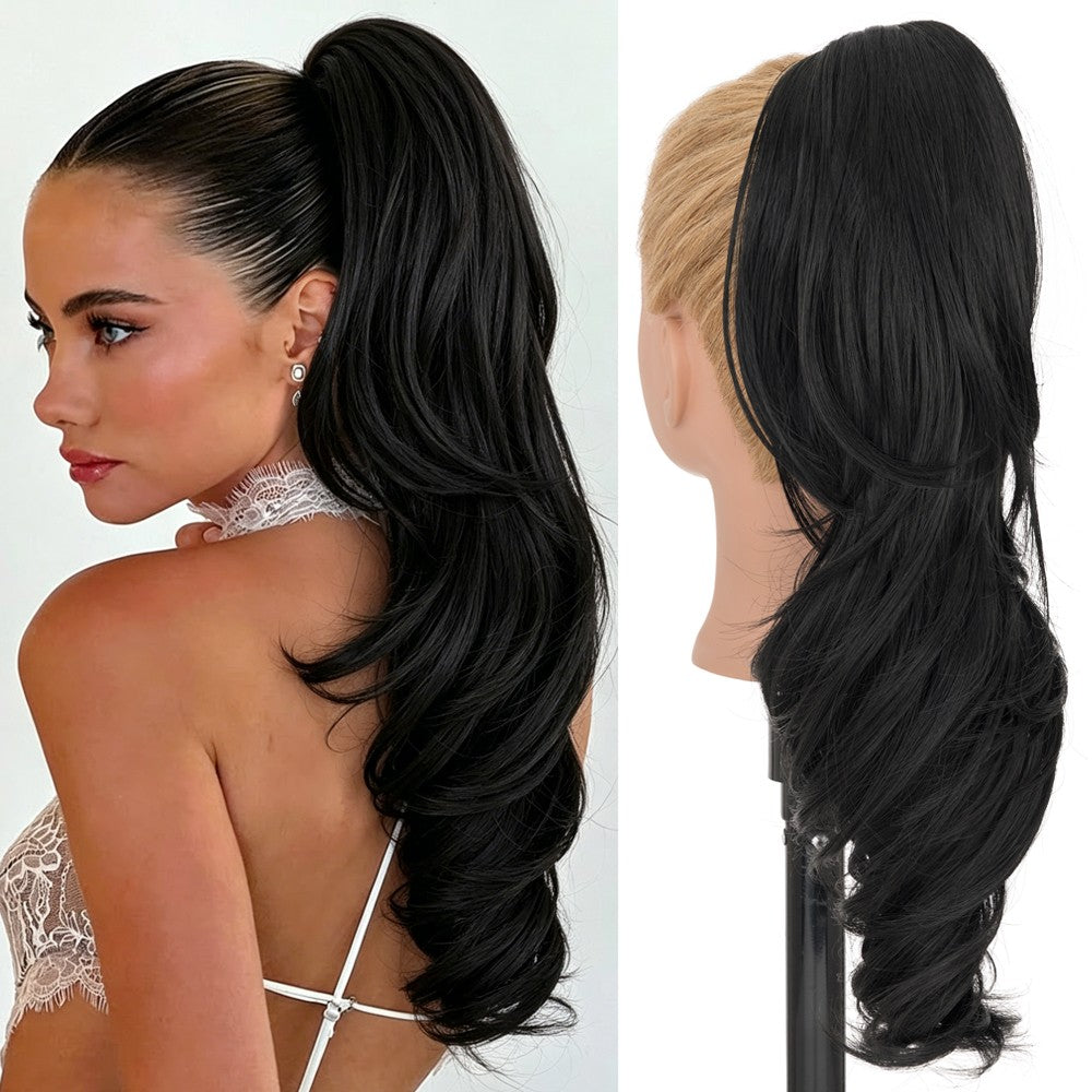 Claw Clip In Ponytail Extensions - Wavy Long 18in Hairpiece for Women