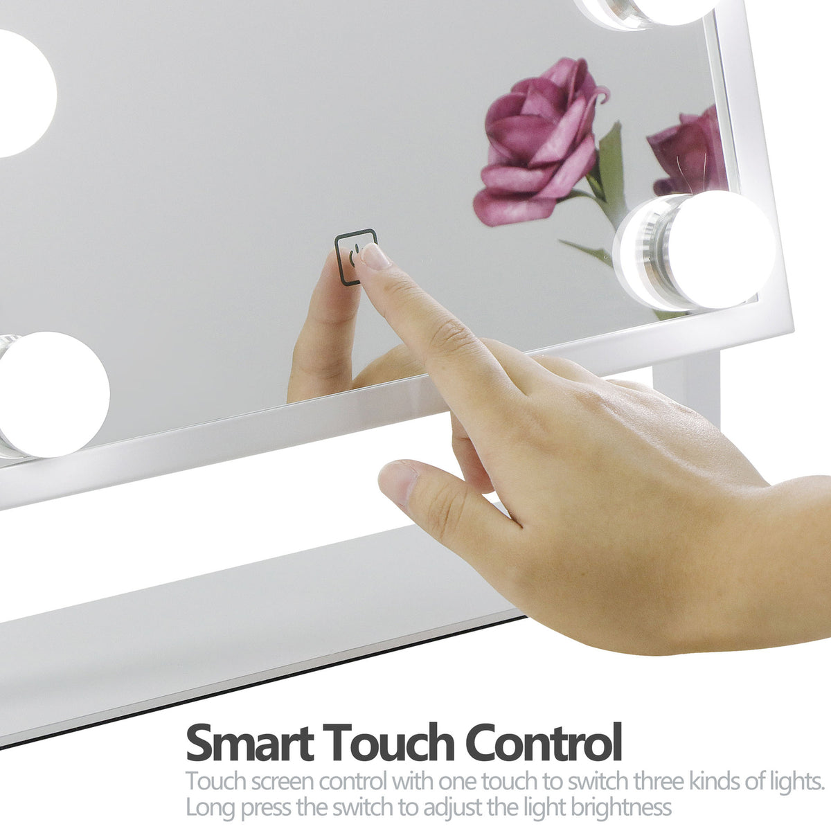 Lighted Hollywood Style Makeup Vanity Mirror with Adjustable LED Bulbs