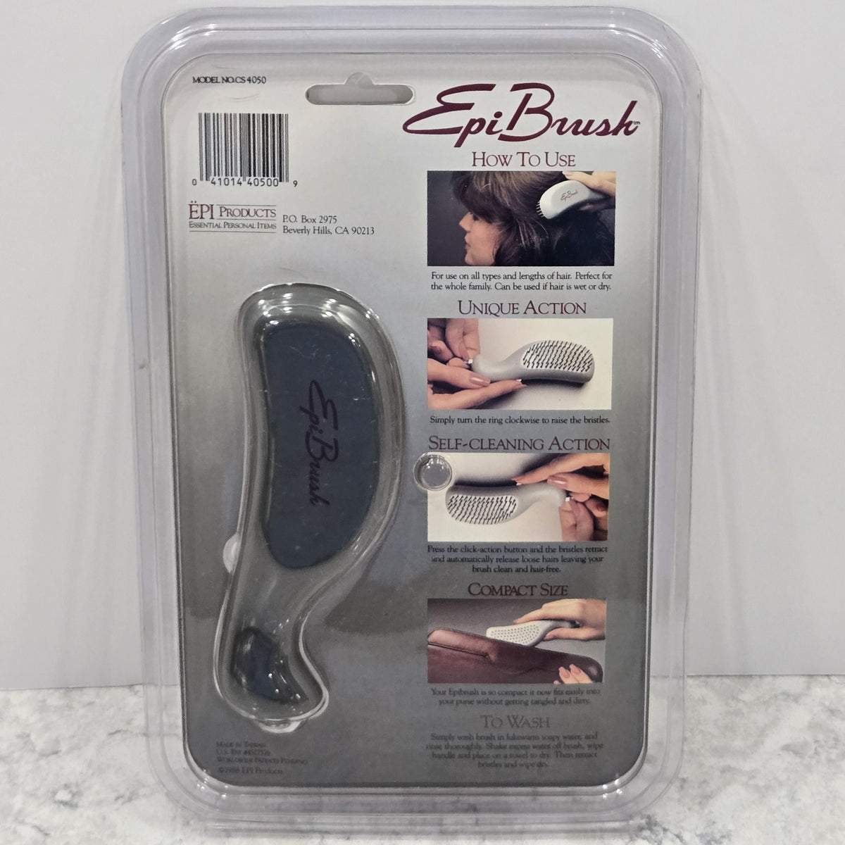Vintage 1988 Epi Self-Cleaning Hairbrush - Pocket Size CS 4050