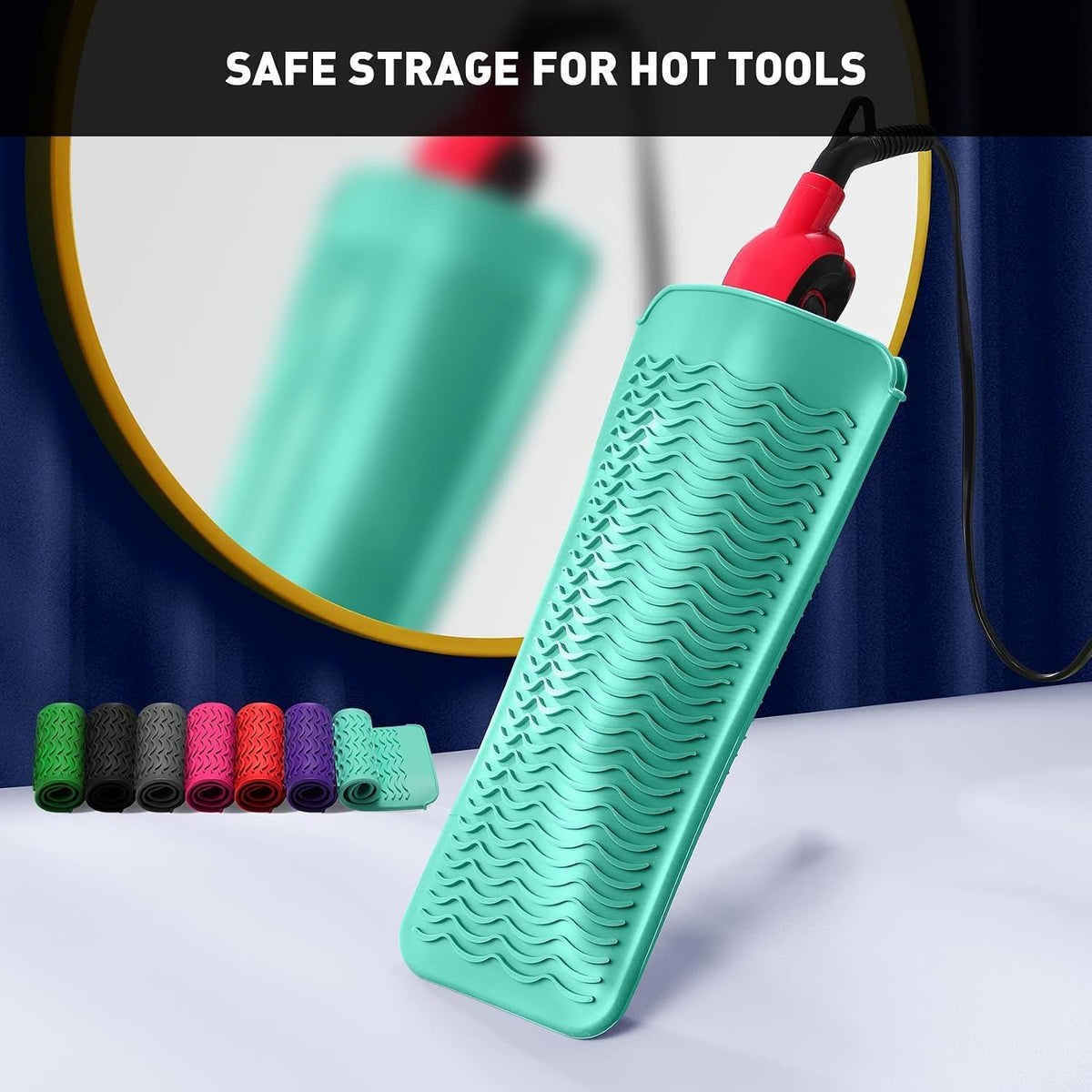 Heat-Resistant Silicone Hair Tool Pouch and Mat - Safe Storage & Heat Protection