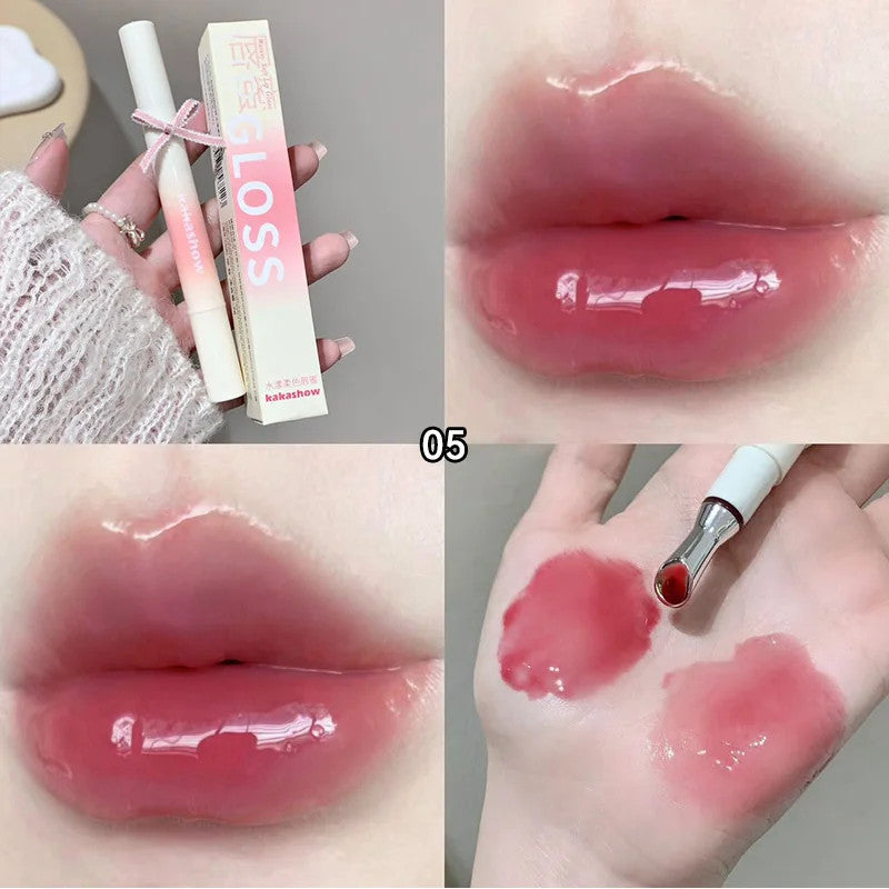Watery Lip Gloss with Jelly Texture - Moisturizing Nude Lip Tint