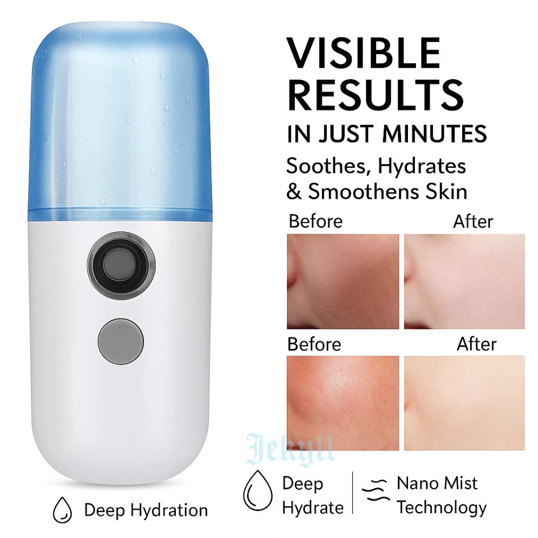 Portable Nano Facial Steamer Mister 30ml USB Rechargeable Humidifier