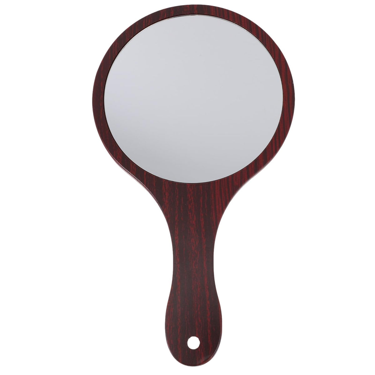 Wooden Handle Makeup Mirror - Handheld Round Cosmetic Mirror for Travel & Home