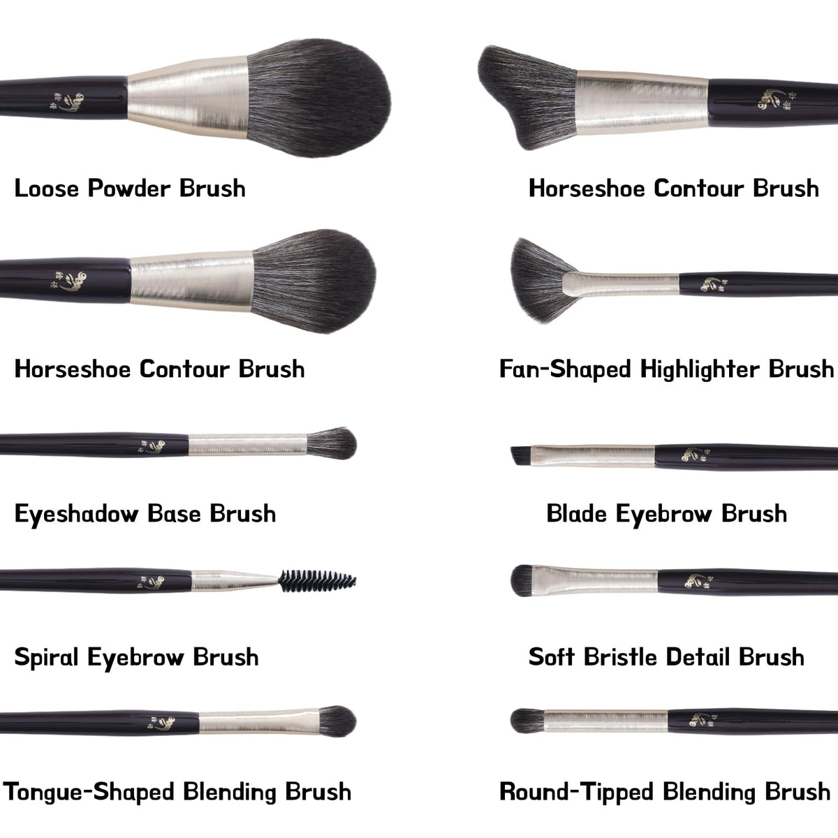 10-Piece Makeup Brush Set with Travel Case and Puffs for Beginners