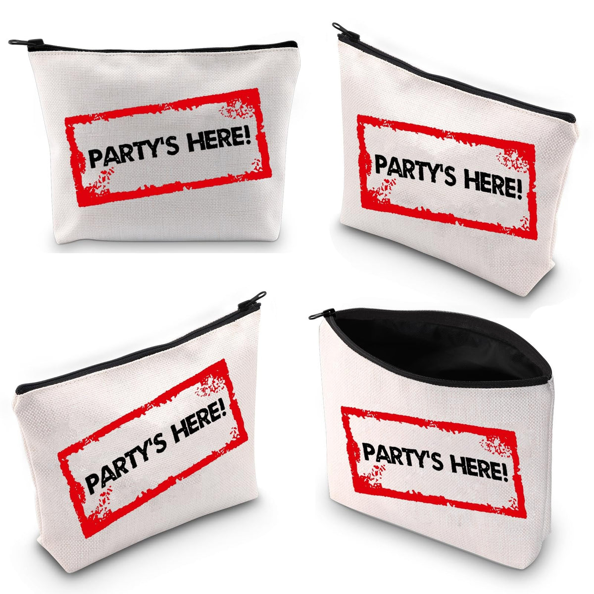 TV Show Inspired Makeup Bag - Party's Here 23cm x 18cm, Waterproof Cotton Linen