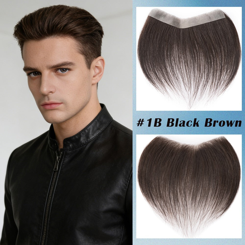 Mens Forehead Hairline Toupee Human Hair Replacement System Front Piece Wig