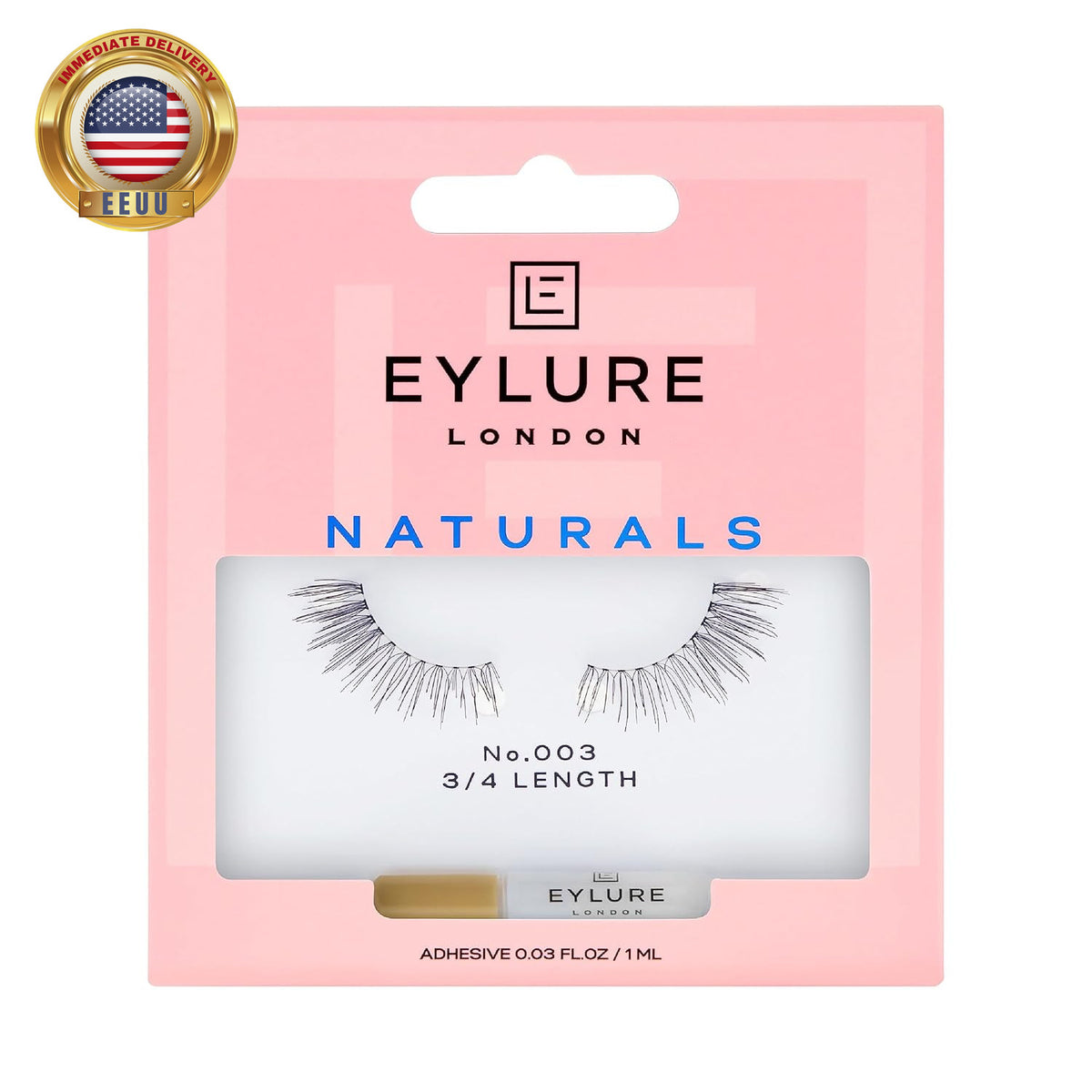 Reusable False Eyelashes with Clear Band and Adhesive - Natural Look, 1 Pair