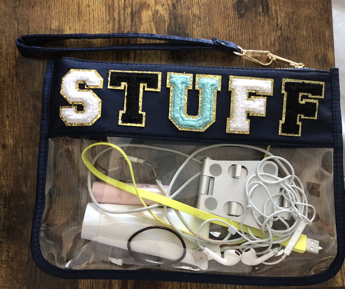 Clear Stadium Travel Makeup Bag with Wristlet - PVC Cosmetic Bag