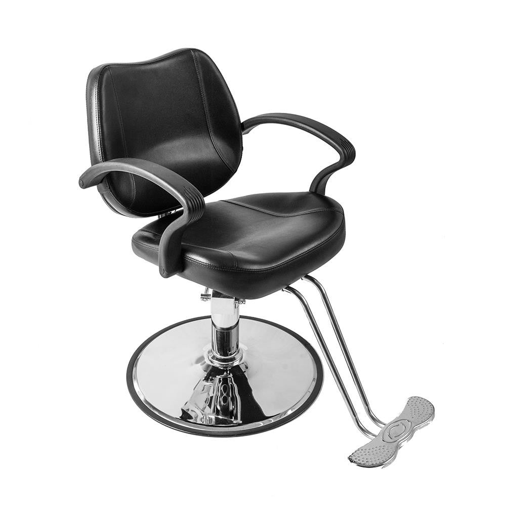 Black Barber Chair with Hydraulic Pump and Footrest - Salon & Hair Stylist Chair