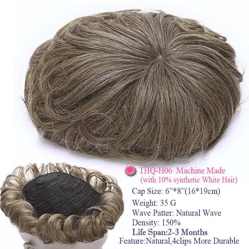 Super Thin Skin Men's Human Hair Toupee Hair Replacement System - Natural Look