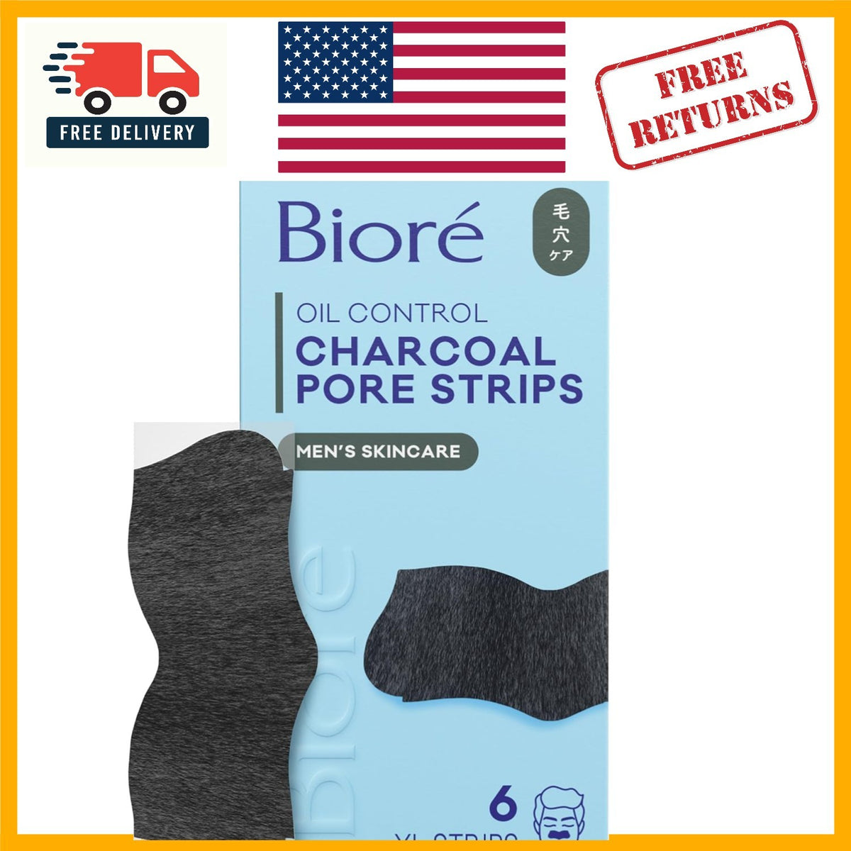 Men's Charcoal Pore Strips with C-Bond Technology - Deep Blackhead Removal