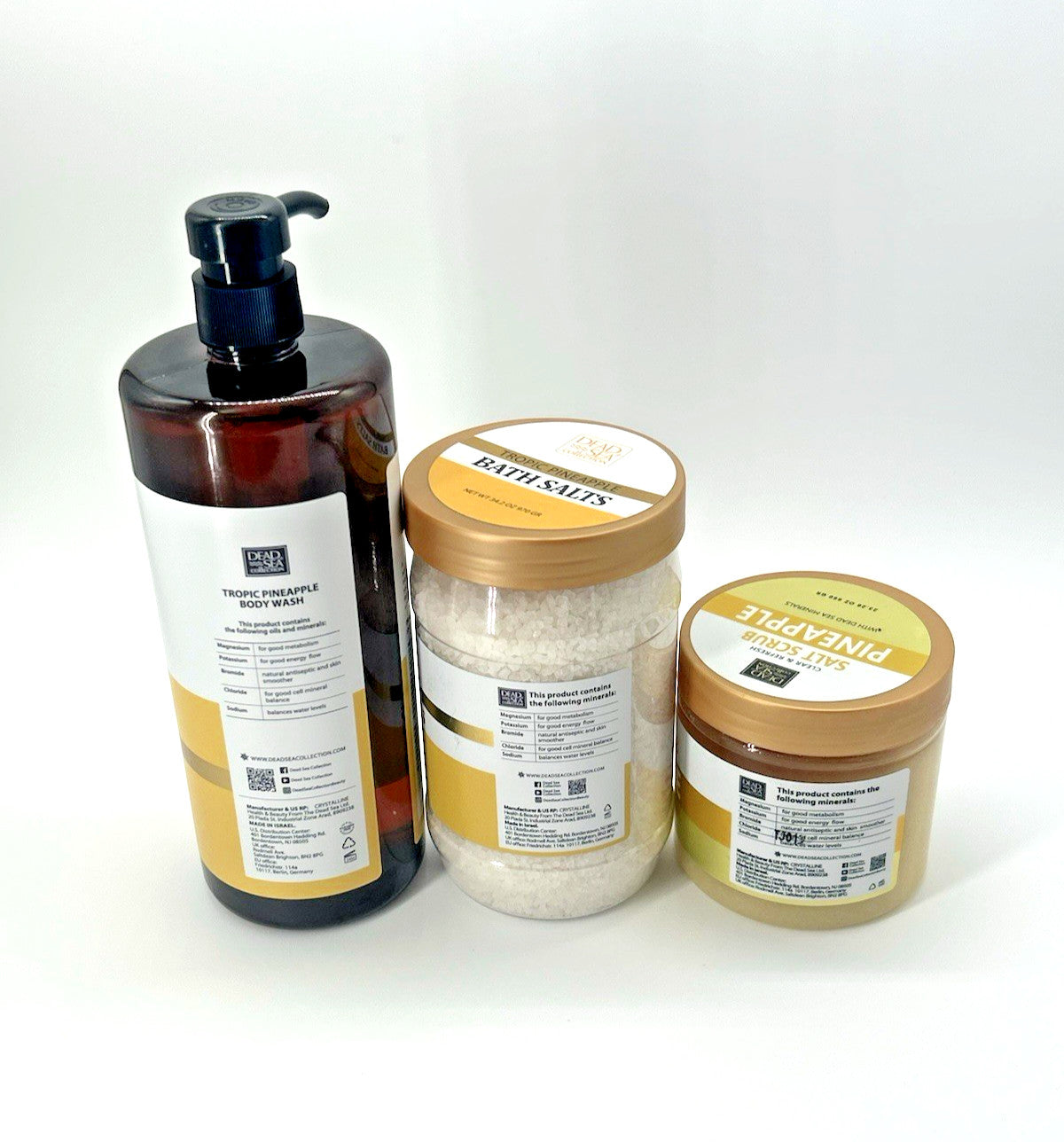 Dead Sea Collection Pineapple Body Wash (33.8 oz), Salts (34.2) Scrub