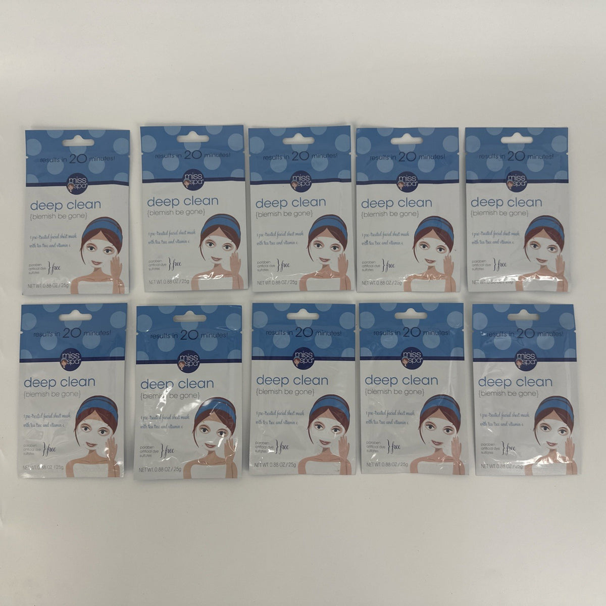 Deep Clean Blemish Facial Sheet Mask - 10 Pack Tea Tree Vitamin C