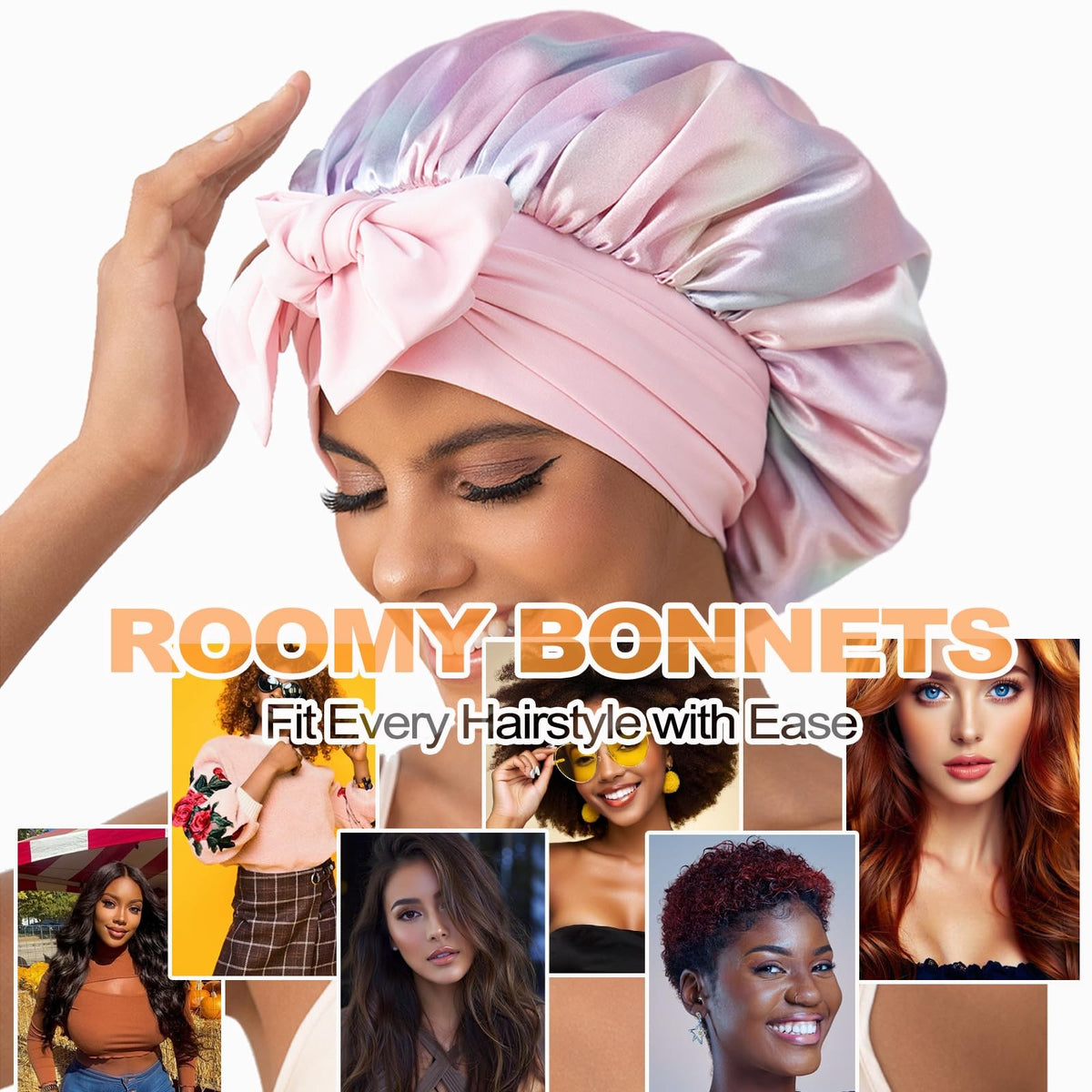 GDTOGRT Satin Silk Bonnet for Sleeping Women, Double Layer One Size,