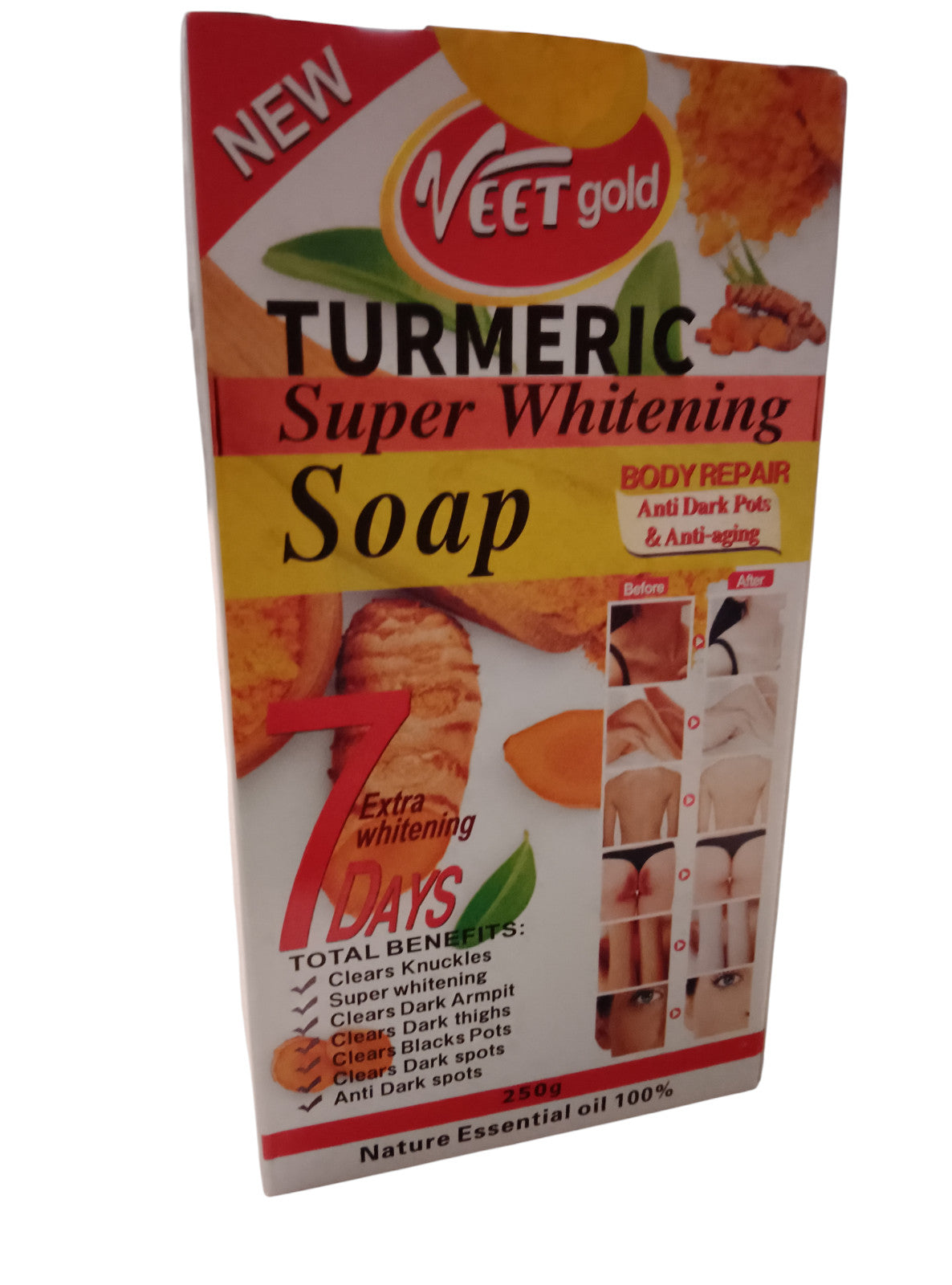 Veet Gold Turmeric Whitening Soap Bar for Dark Spots & Skin Brightening 250g