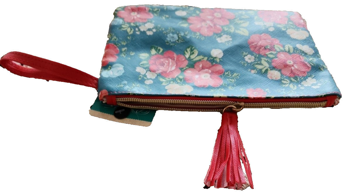 Vintage Floral Makeup Tote with Wristlet - Cosmetic Bag Travel Organizer