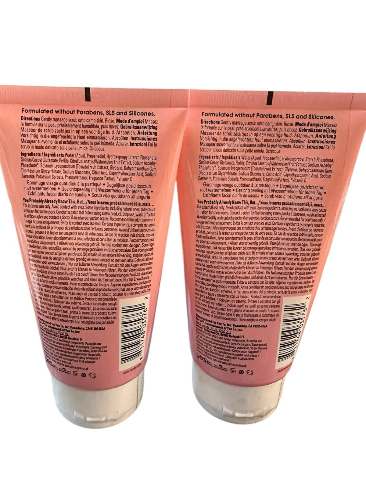 Yes to Watermelon Daily Facial Scrub All Skin Types 4oz Each (2