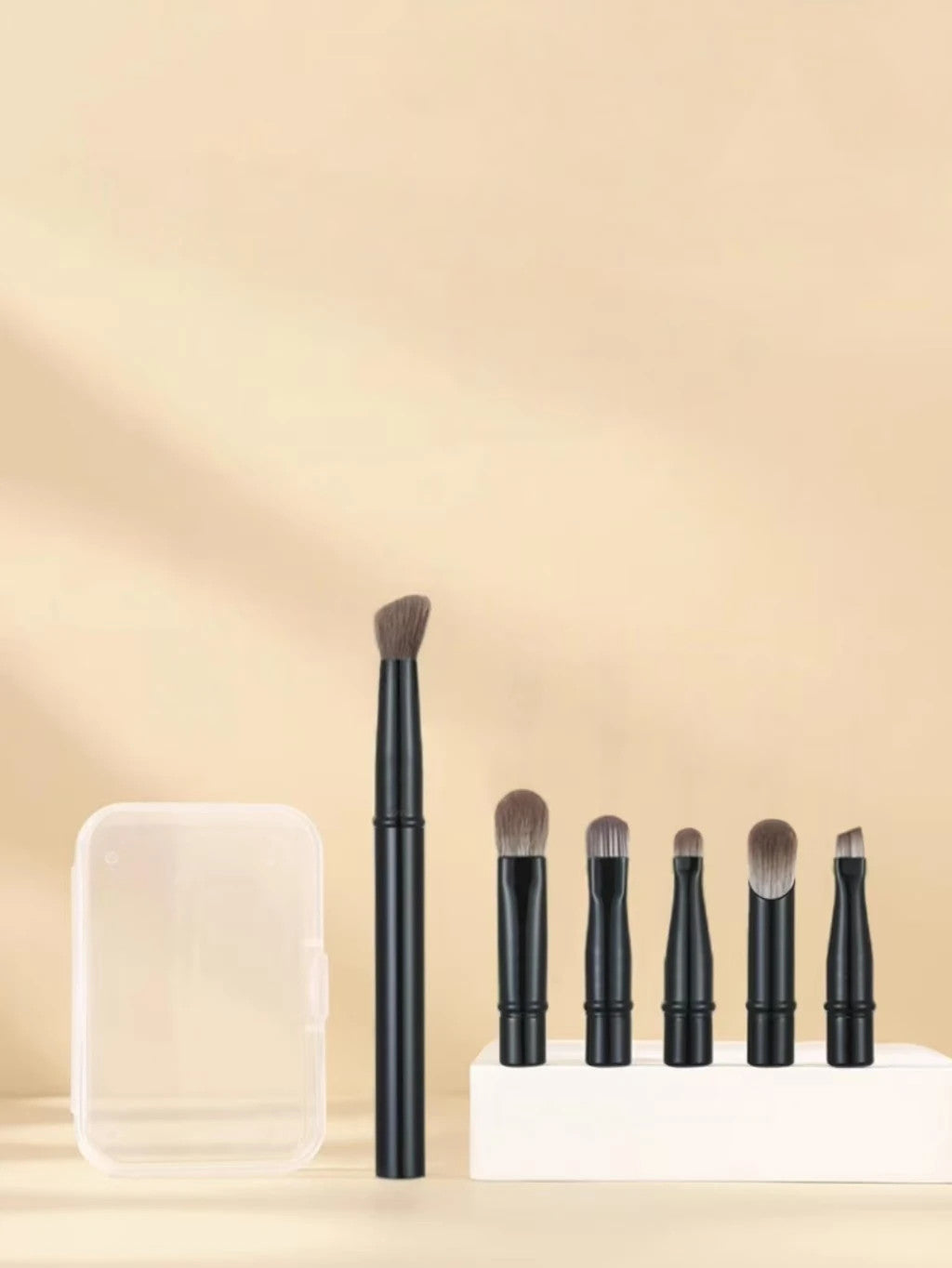 6 Piece Portable Travel Makeup Brush Set with Nose Shadow Brush Replacement