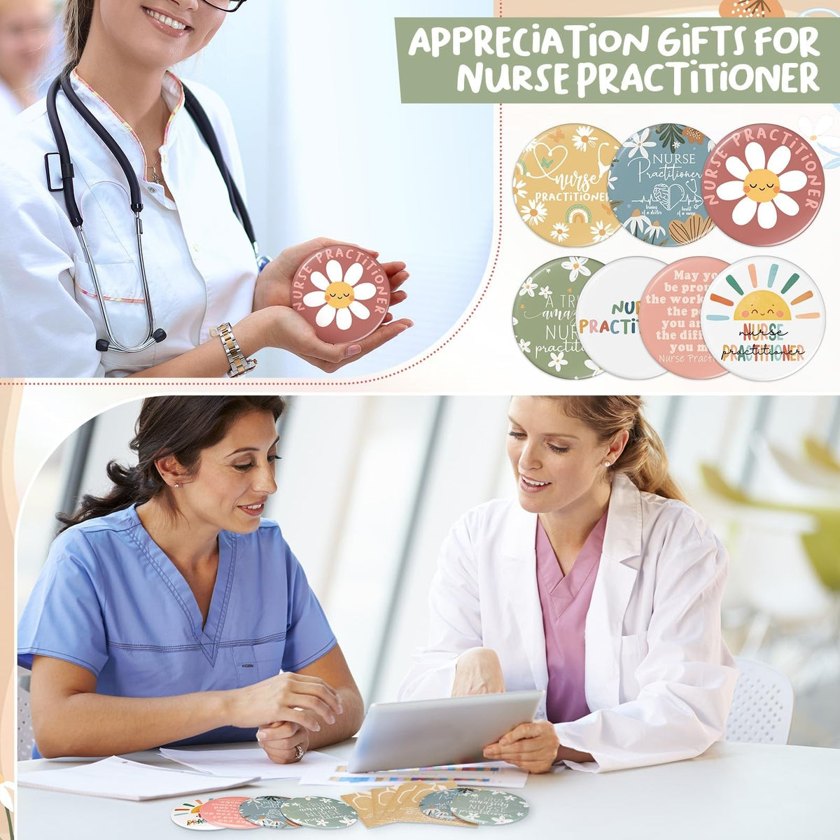 Nurse Practitioner Compact Mirror Set with Thank You Cards – 21 Portable Makeup Mirrors for Healthcare Workers