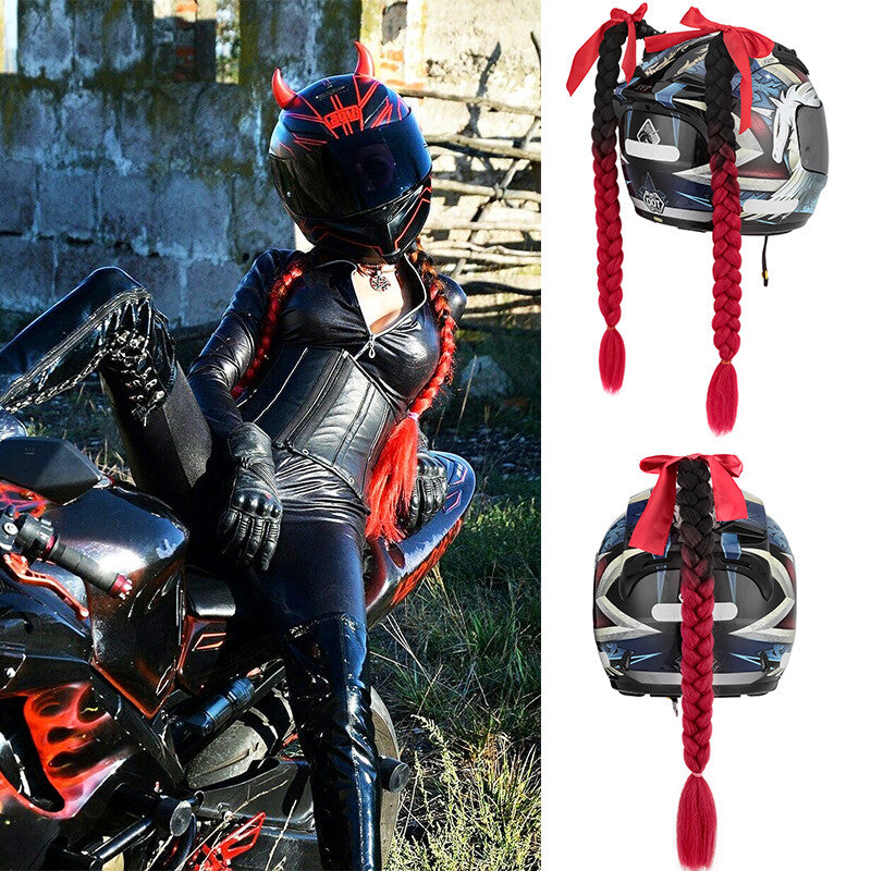Helmet Ponytail Hair Extensions for Motorcycle Helmets - Braids & Twists