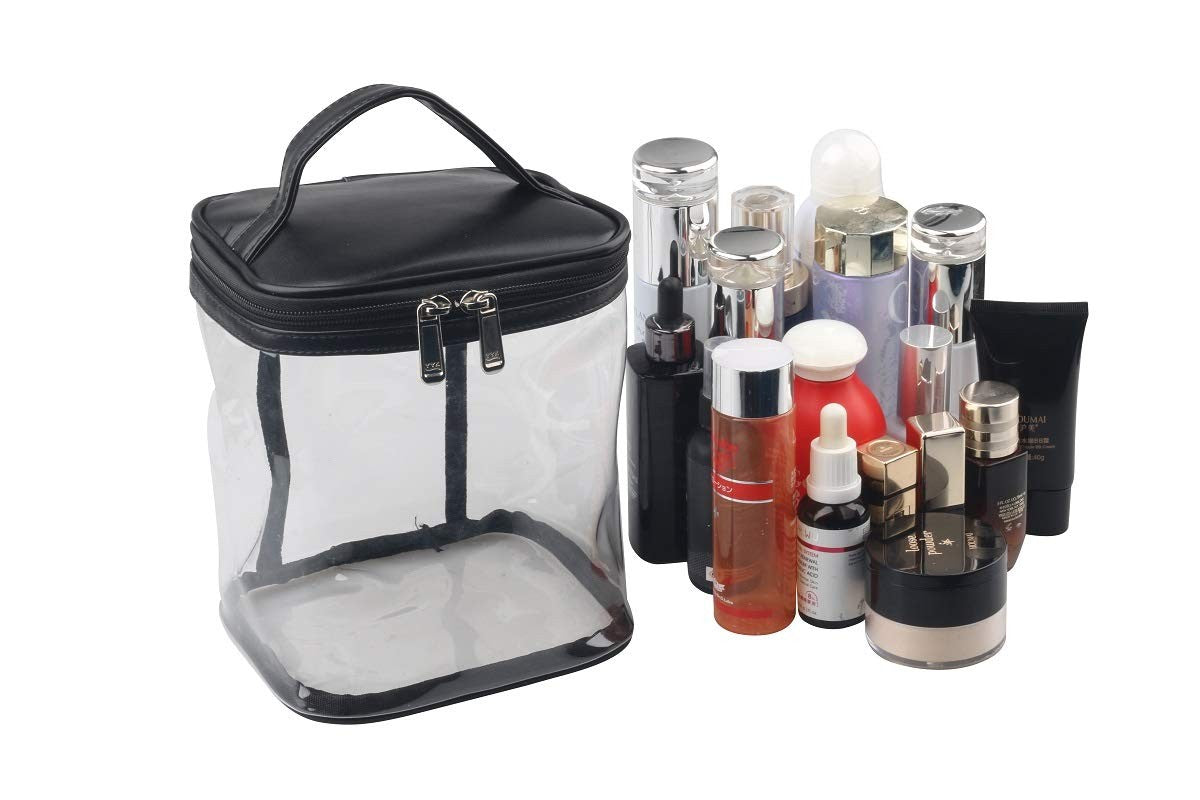 Clear Makeup Bag with Inner Pocket - Large Storage Organizer, Black