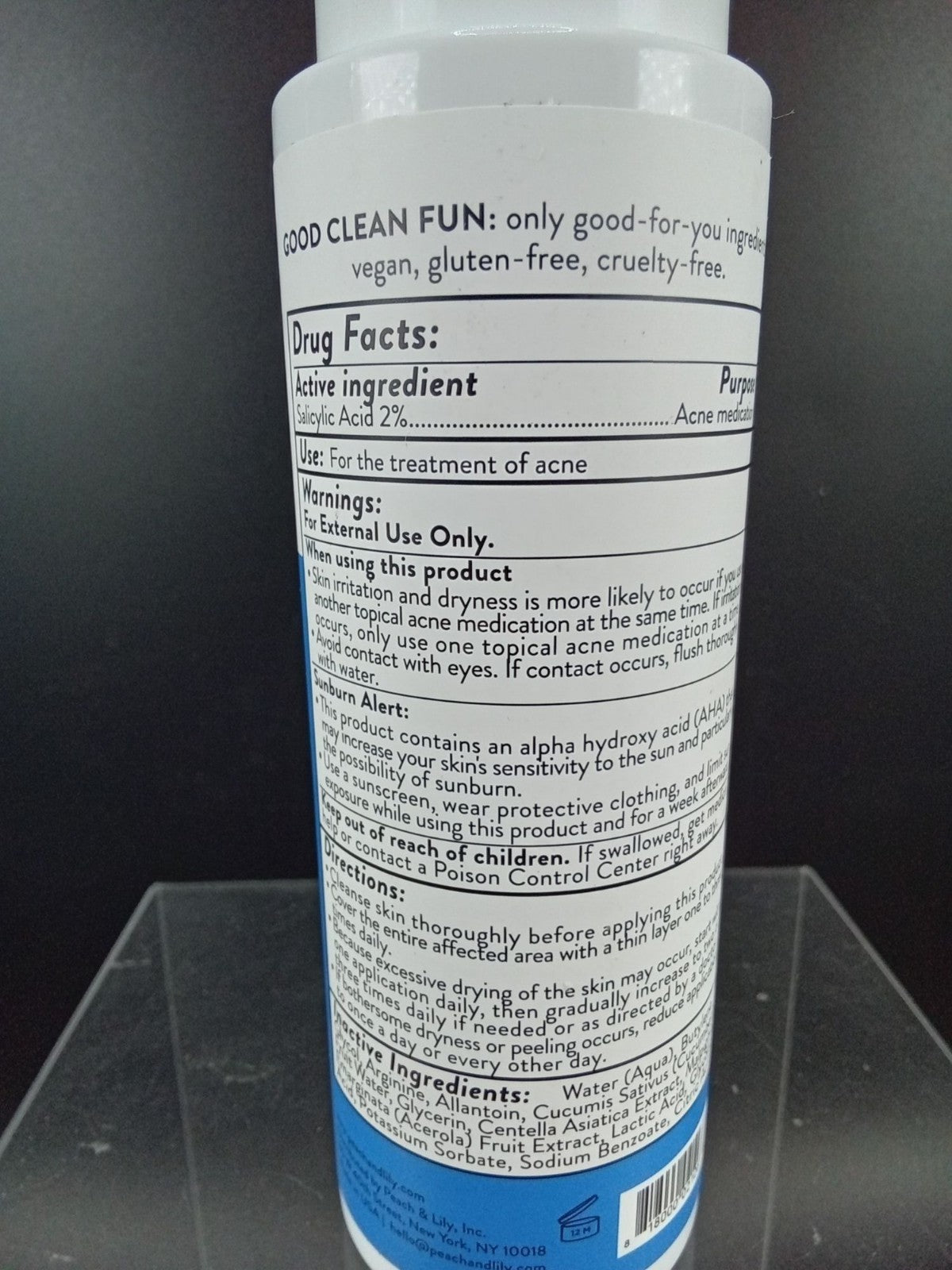 Acne Exfoliating Toner with Salicylic Acid 2% - Alcohol-Free, BHA + AHA, Peach Slices 4.05 oz