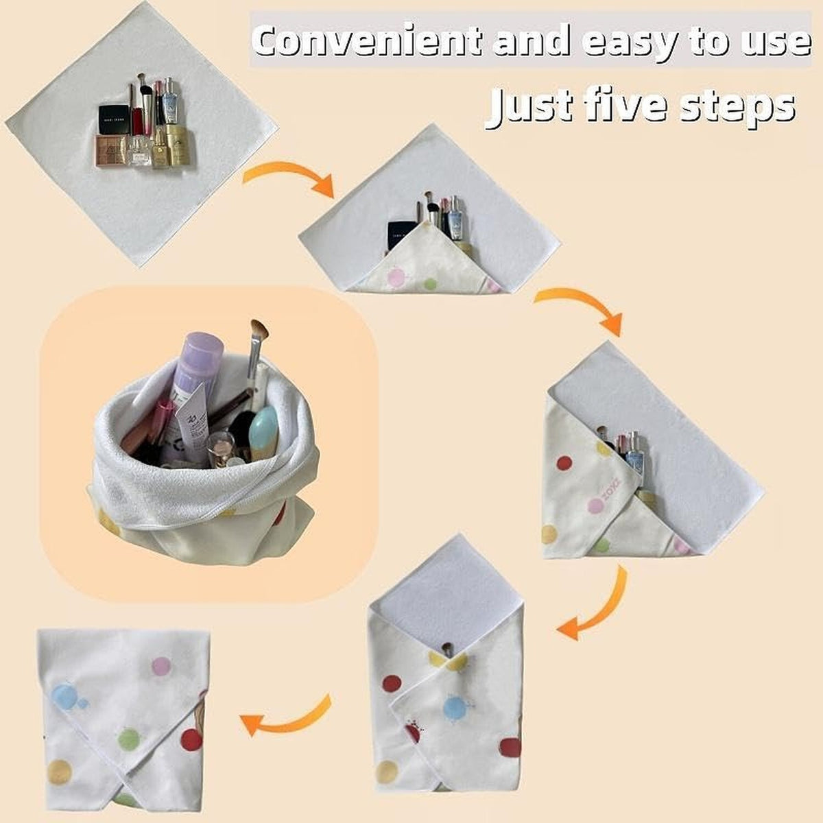 Self-Adhering Makeup & Travel Organizer Wrap - Floral Cotton Cloth, 19x19 Inches