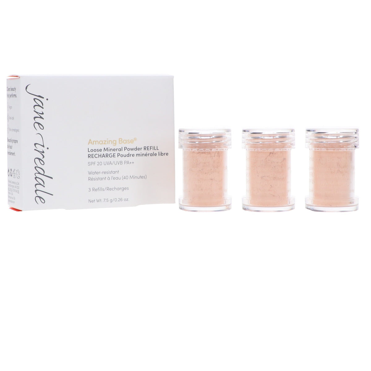 Mineral Foundation Refill Pack for Loose Powder Makeup - Light Beige, 3 Pack
