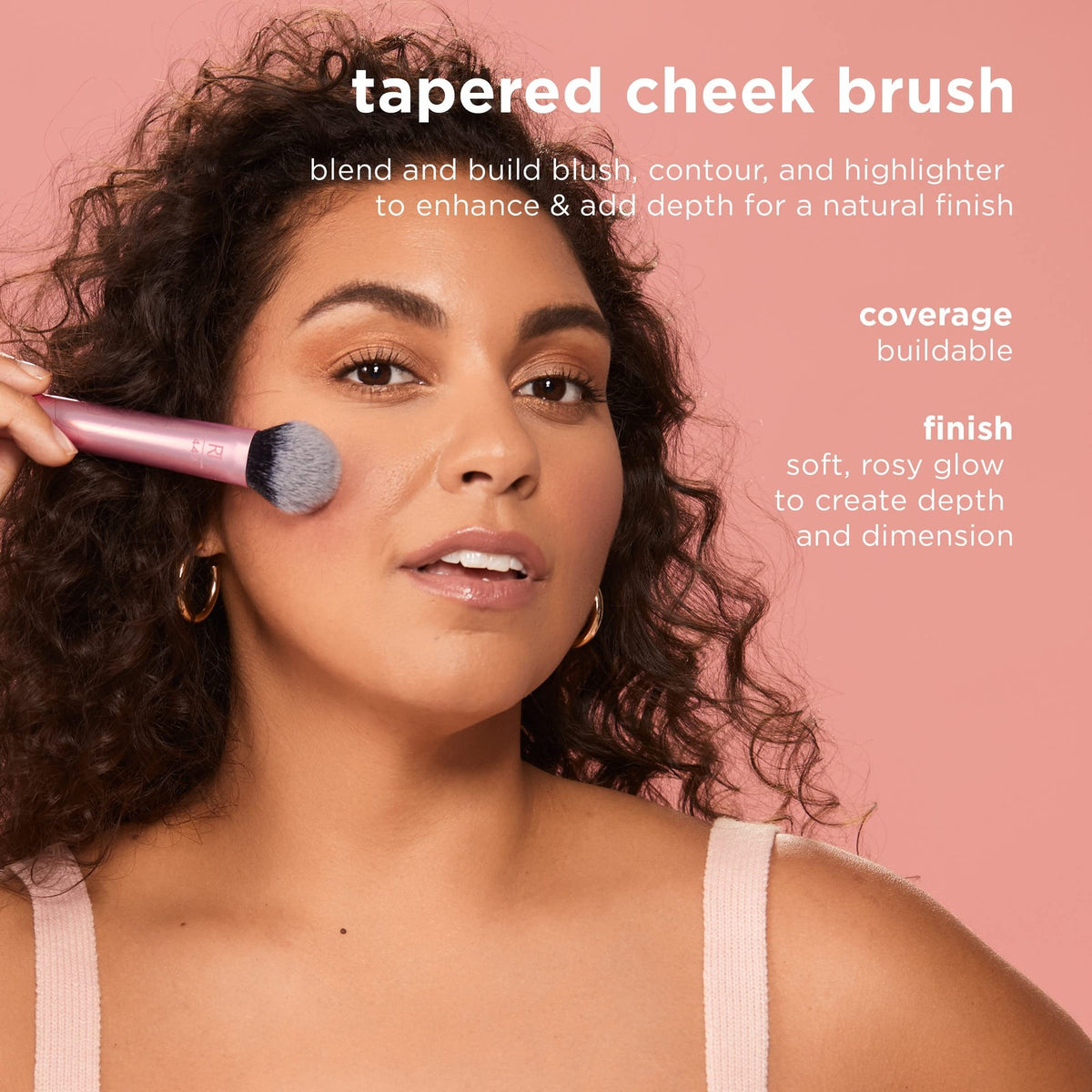 Tapered Makeup Brush for Blush, Highlighter & Contour - Vegan Synthetic