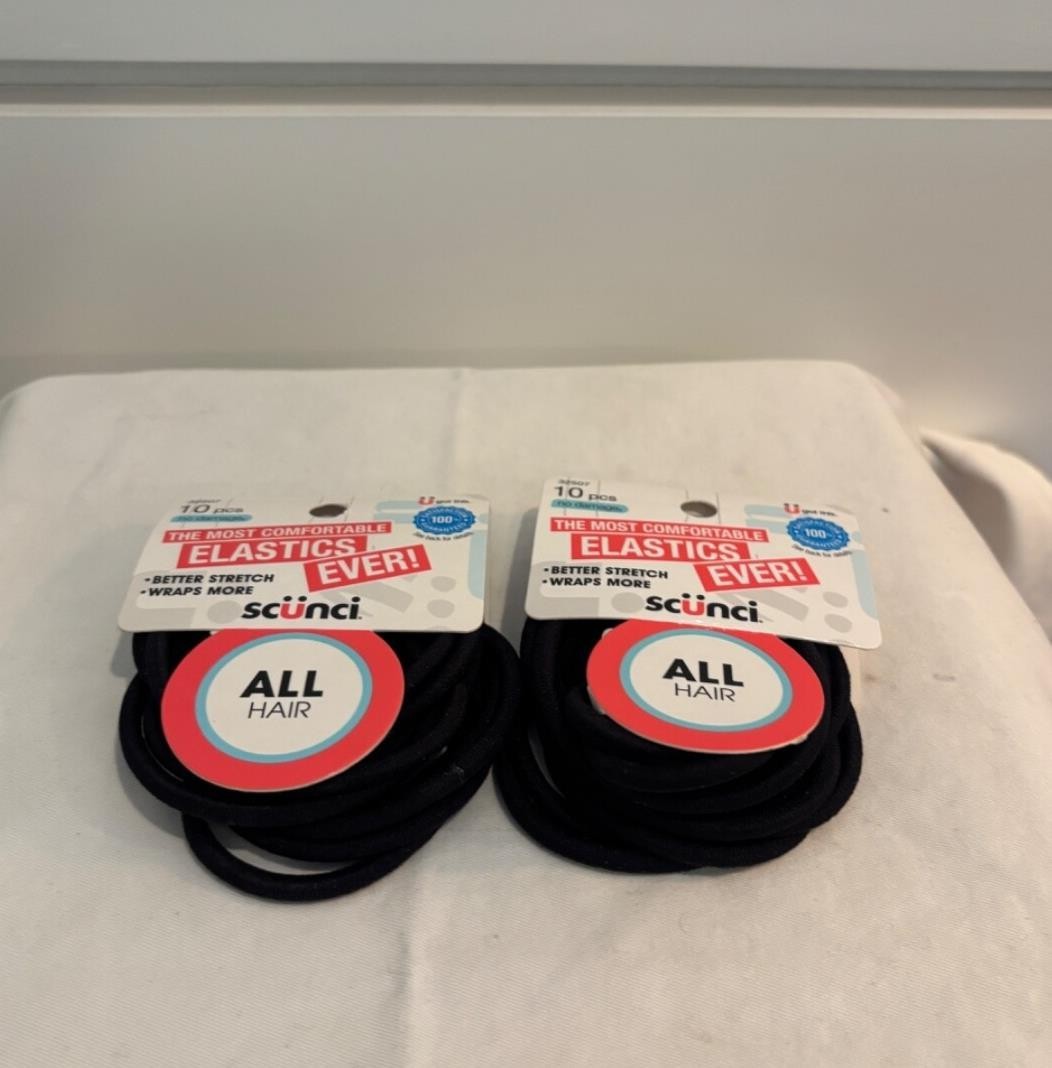 2PK Scunci Hair Ties The Most Comfortable Elastic For All No 10 Piece