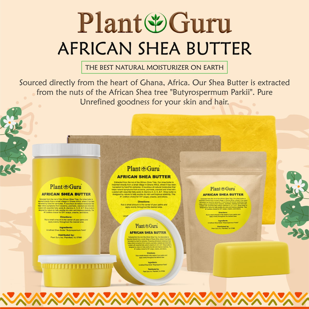 Raw African Shea Butter 3 lbs. Bulk YELLOW 100% Pure Natural Organic