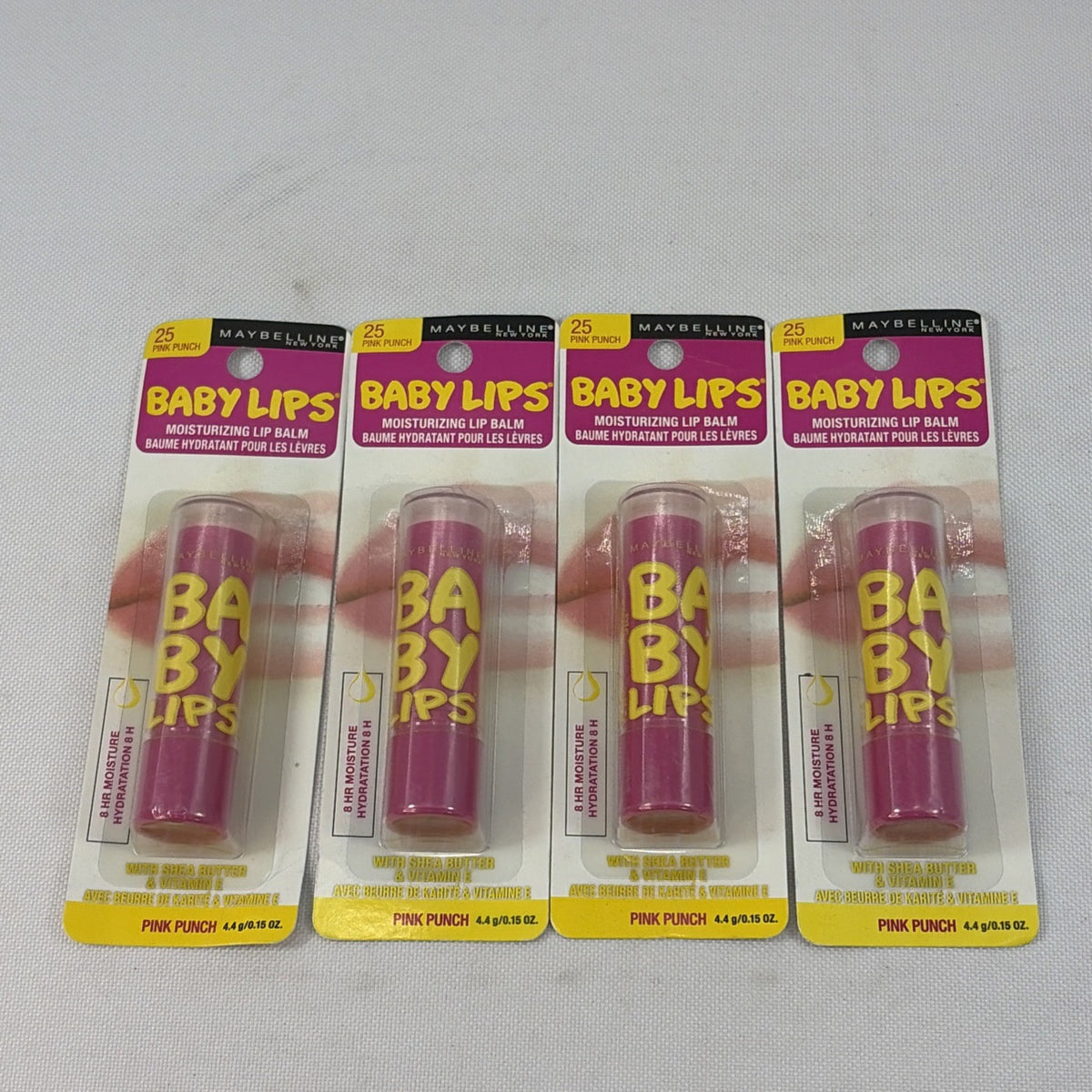 Maybelline Baby Lips Moisturizing Lip Balm Set of 4 Pink Punch #25 Flavored